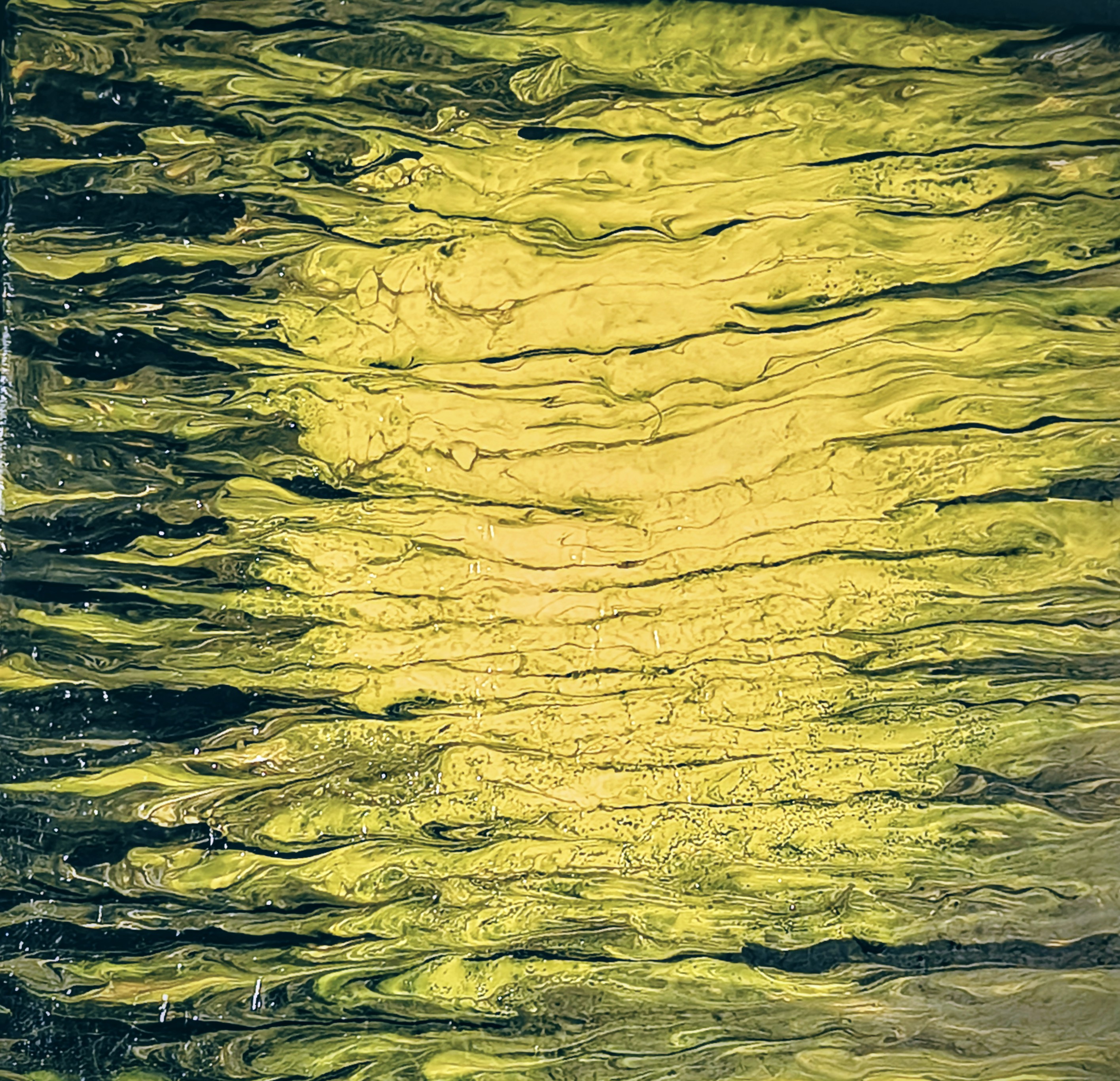 Nocturnal Reflection - pour painting by Chris Broussard